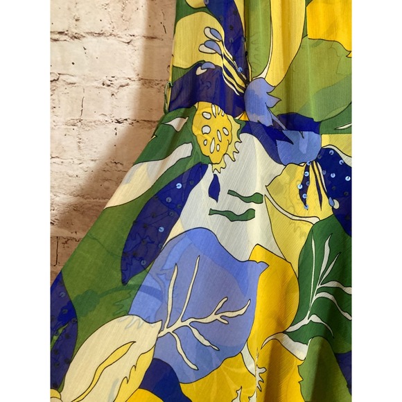 Ochirly Midi Dress Womens Medium Colorful Retro Florals Midi Flowy Sequins - Picture 4 of 13